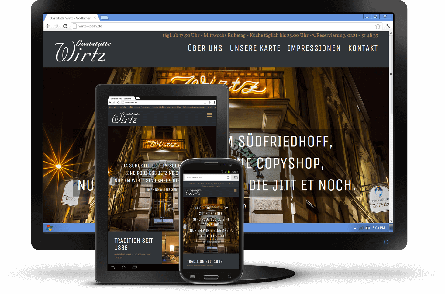 Responsive Design - Website Gaststätte Wirtz